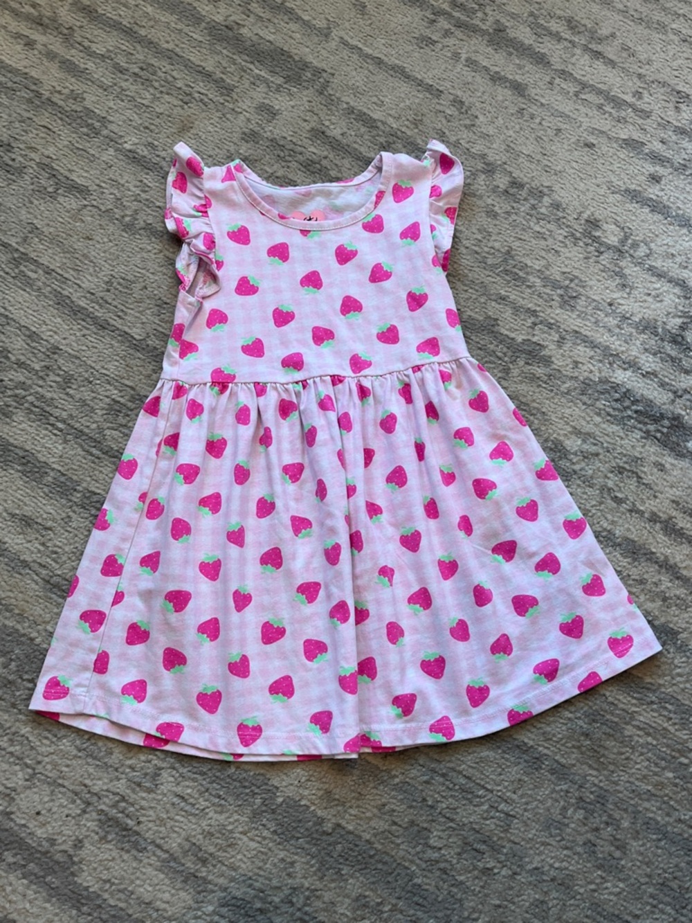 Freestyle Revolution Pink Strawberry Print Ruffle-Sleeve Dress